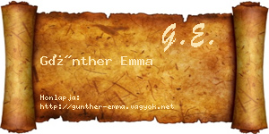 Günther Emma névjegykártya